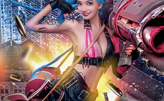 《英雄联盟》金克丝原皮cosplay