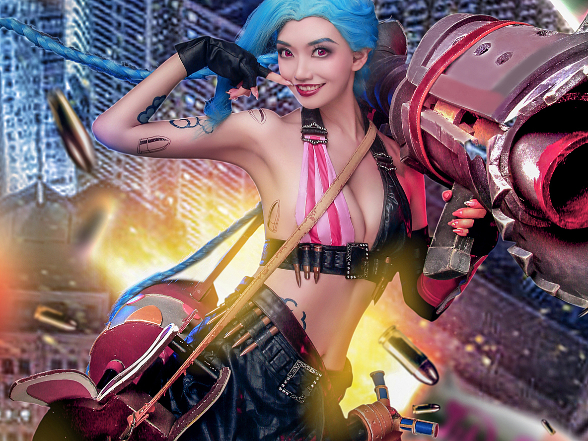 《英雄联盟》金克丝原皮cosplay